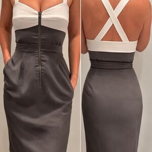 Club Monaco Silk ColorBlock Zipper Dress